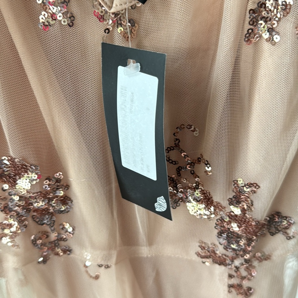 Sheer sequin dress. Cream nude with bikini unitard liner under size 8 rose gold - Picture 5 of 5